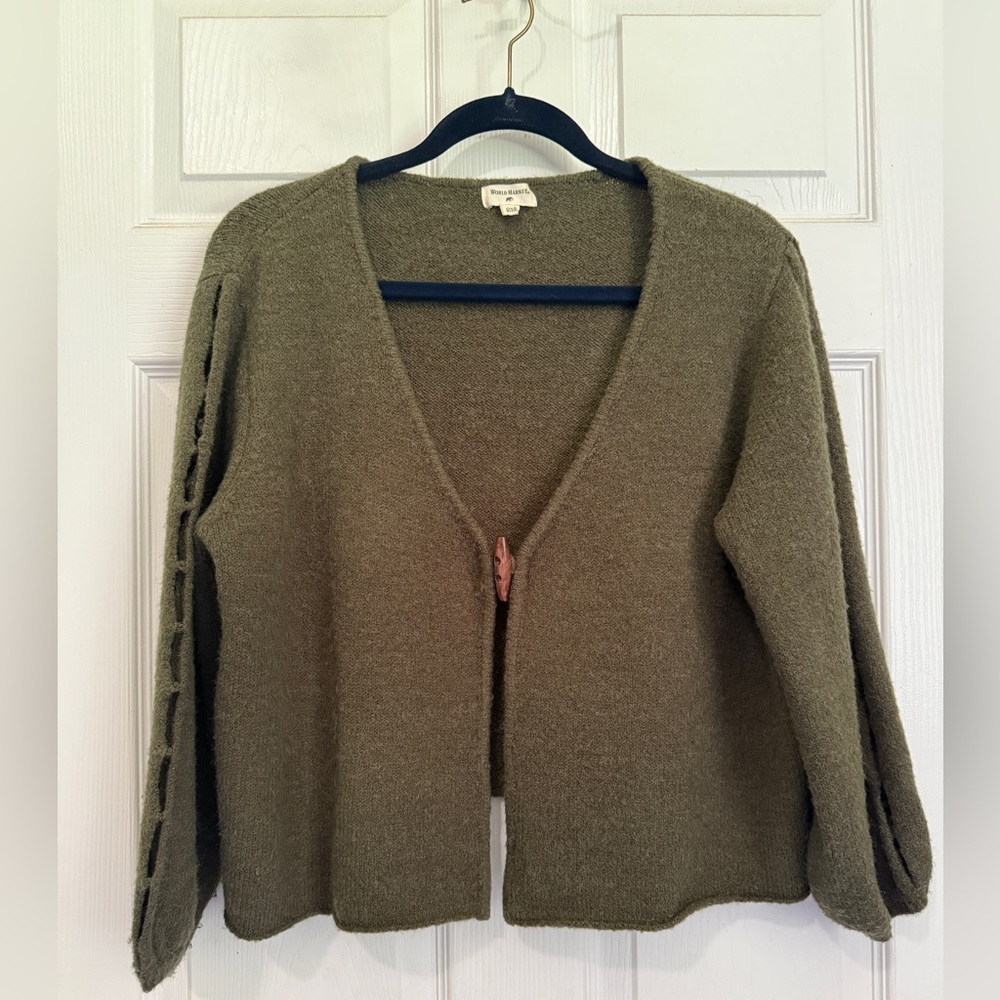 Moss Green Open-Front Women’s Sweater Cardigan